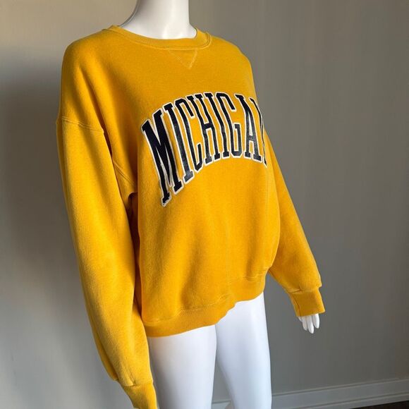 Vintage 80’s Michigan Wolverines Yellow University Sweatshirt - Picture 2 of 4